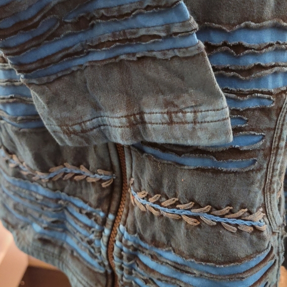 Flying High Blue Distressed BOHO Style Hoodie XL - Picture 5 of 11